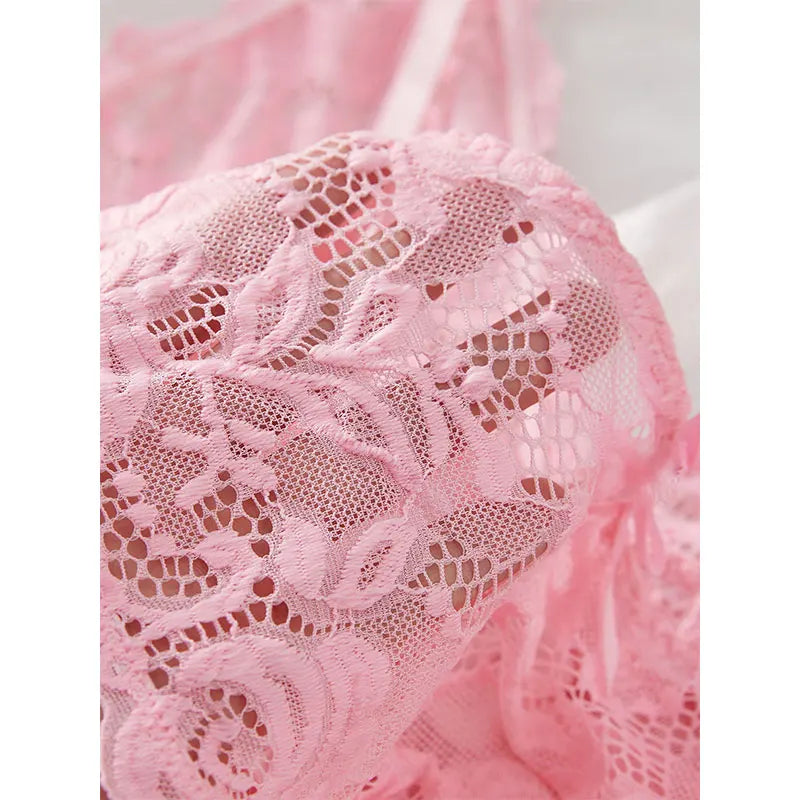 Lace Sleeping Nightgown Set Sleeveless