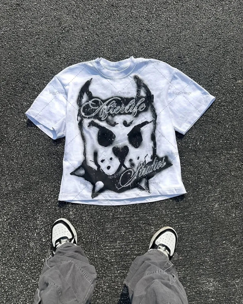 Graphic Cartoon Printed Oversized Pure Cotton Short Sleeves T-Shirt