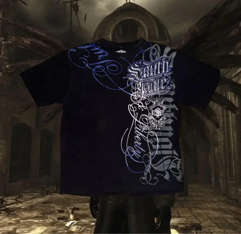 90s Retro Graphic T-Shirt Vintage Southpole Streetwear Gothic Harajuku Fashion Oversized Couple Tee Soft Cotton Short Sleeve Top