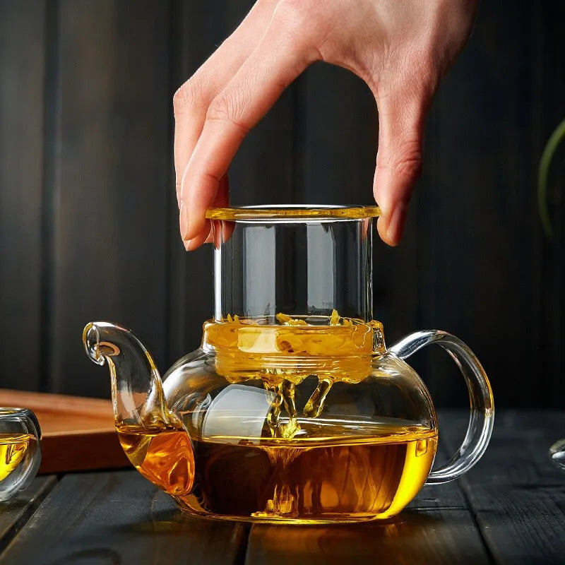 400ml/1000ml Heat-resistant Glass Tea Pot Flower Kettle Teawear Set Tea Strainer Infuser Pot Teaware