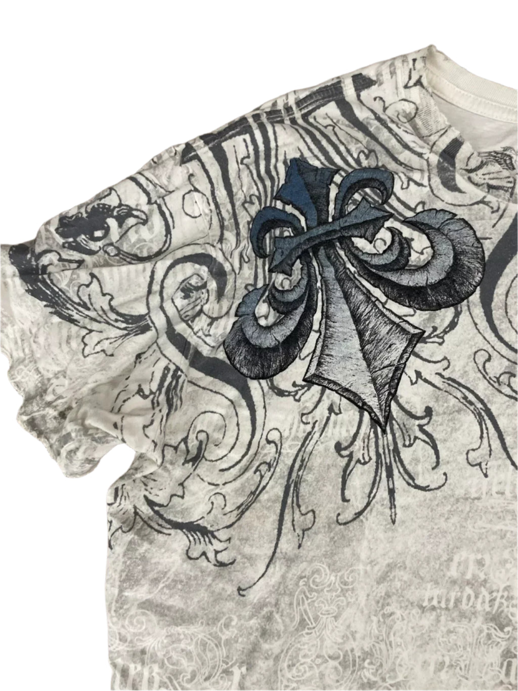 Graphic T-Shirt Mens Large Grunge Wings  Pure Cotton Shirt