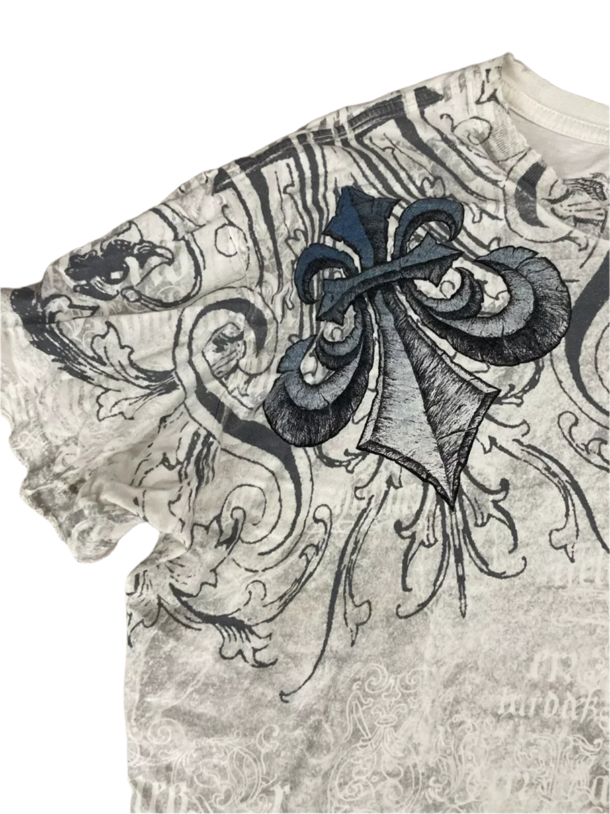 Graphic T-Shirt Mens Large Grunge Wings  Pure Cotton Shirt