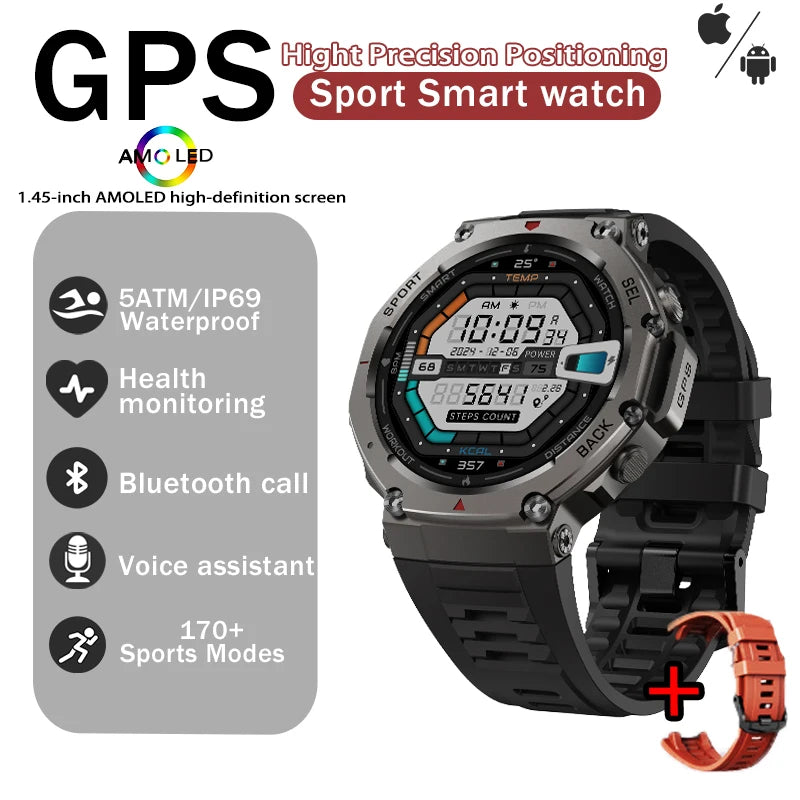 Amazfit t rex 3 GPS Smart Watch 5 ATM Waterproof Built-in Dual-band GNSS Compass Military Sport Smartwatch Men 2025 New
