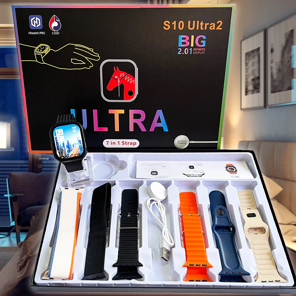 New 7 Watch Strap Watch Ultra Smartwatch 2.2HD AMOLED Circular Screen GPS NFC BT Call Reloj inteligente with Protective Case