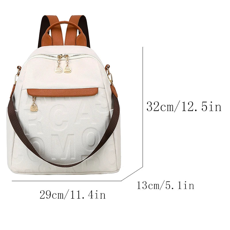 High-end new style Korean version of casual backpack, ladies PU fashion personality simple female bag large capacity trend trave