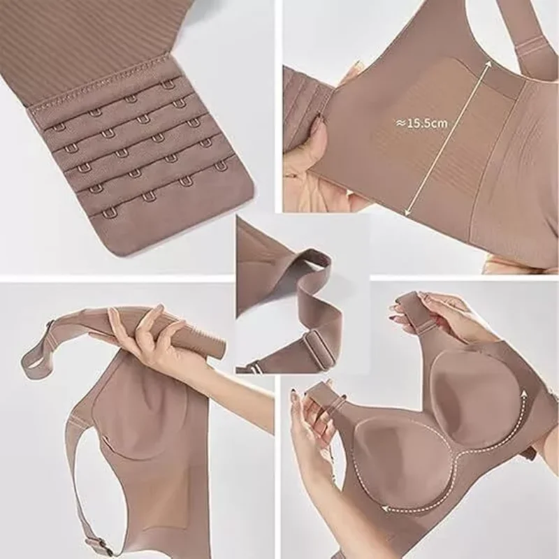 Women's Big Chest Underwear Seamless  Anti-Sagging Bra Adjustable Full Cup Bra Comfortable Wireless Lingerie Summer Sports Bras
