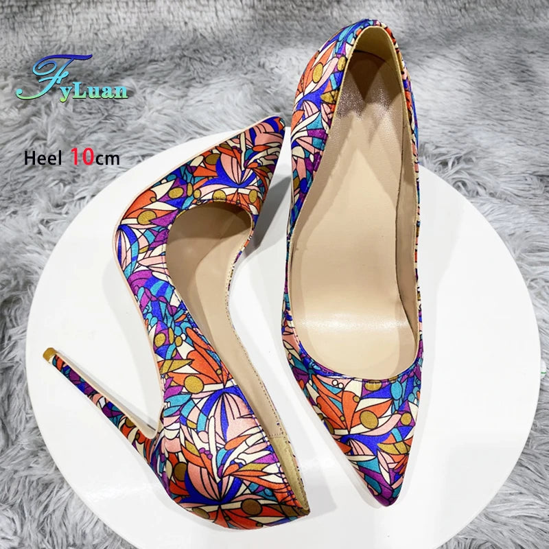 Europe and America Plus Size Satin High Heels Party Women Shoes 2025 New High-quality Pointy Toe Stiletto Chromatic Colour Pumps