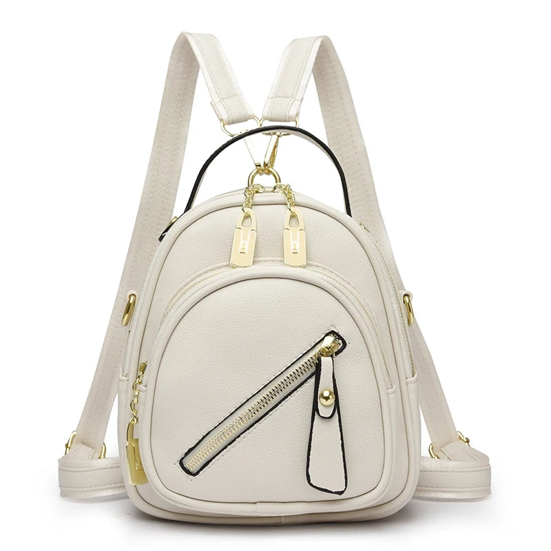 Mini Backpack Women Luxury Leather Shoulder Bag For Girls Kids Multi-Function Small Bagpack Female Purse Fashion Small Backpack