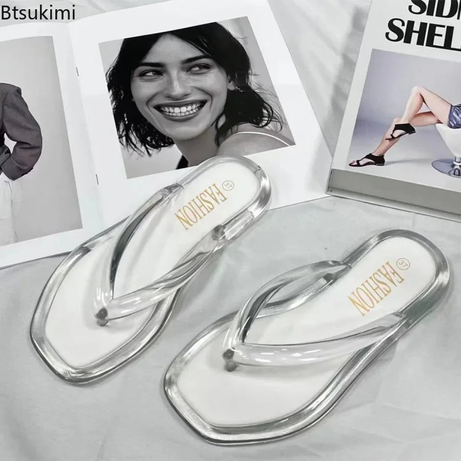 Women's Summer Candy Color Flip Flops Fashion All Match Outdoor Casual Flat Slippers Ladies Soft Soled Beach Sandal Women Slides