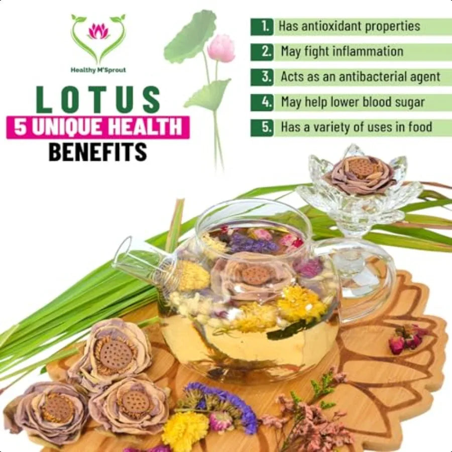 Lotus Flower Tea Dried Whole Blossom Lotus Tea Antioxidant Rich Herbal Tea