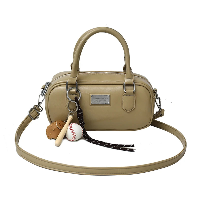 Miu - Style Small Square Boston Handbag - Spacious Shoulder Bag