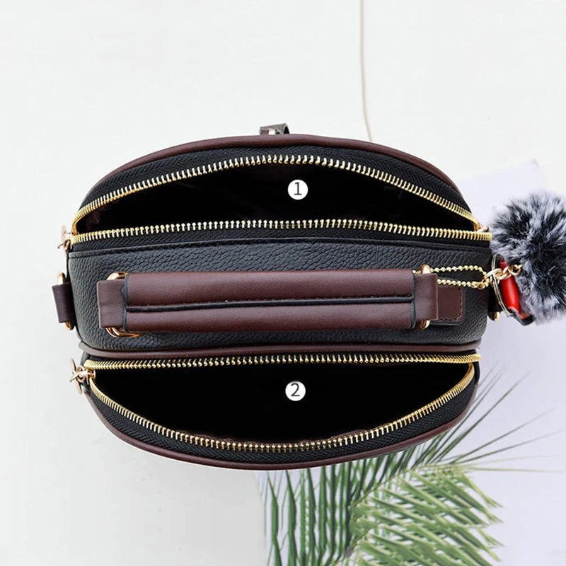 Gusure Luxury Designer Messenger Bags PU Leather Female Shoulder Bag High Quality Round Small Handbag Purses for Women