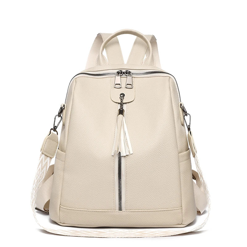 Bagpack Daypacks Large Solid Color Leather Rucksacks