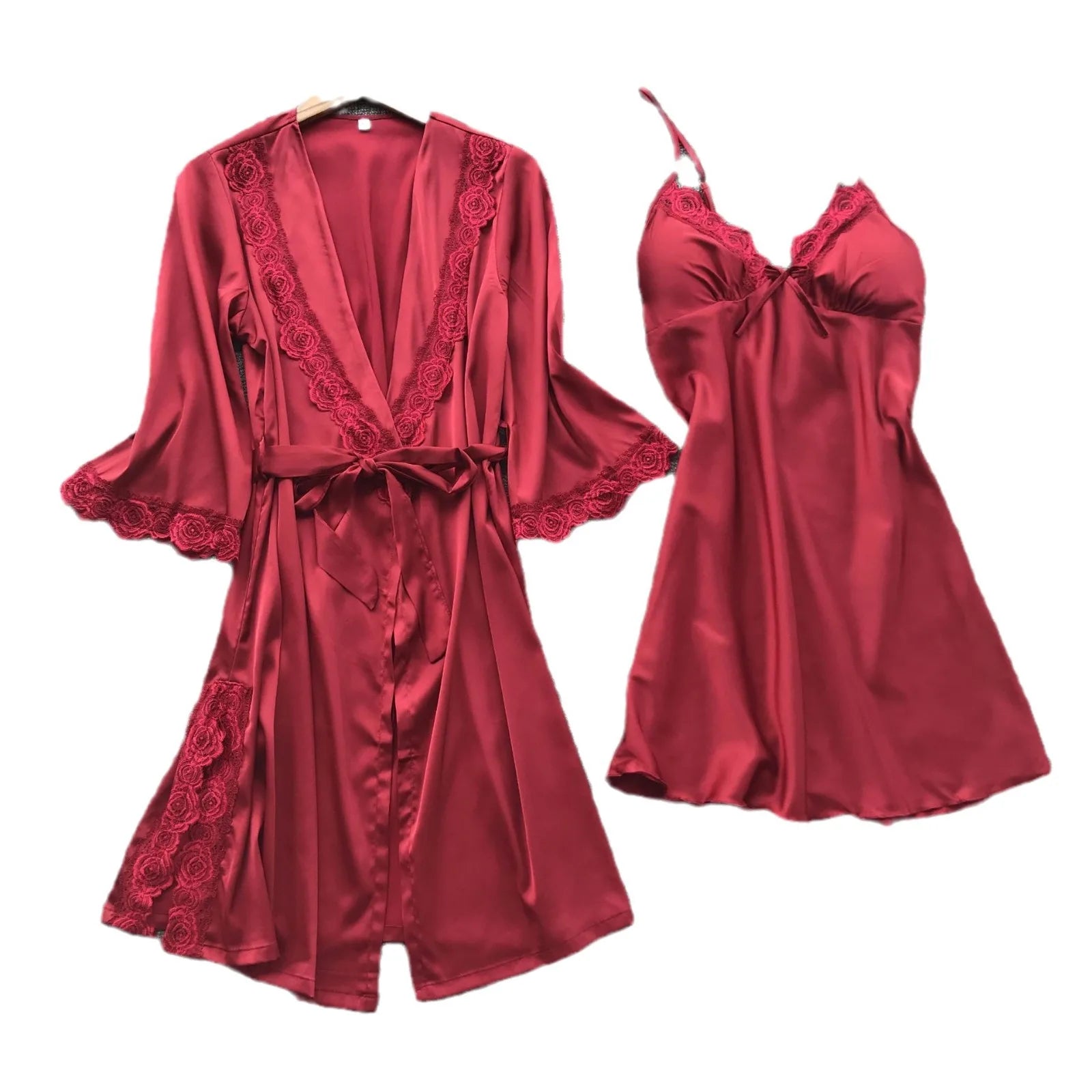 New Women's Sleep Lounge Robe Pajama Gown Sets dress summer imitation silk pajamas American pajama set home clothing Underwear