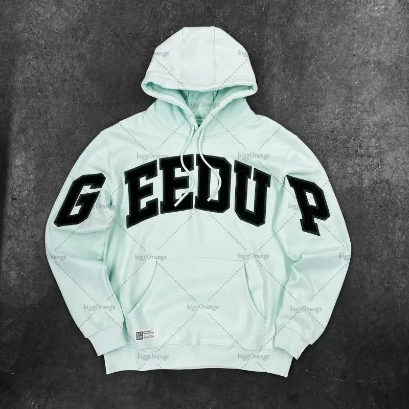 Classic letter embroidery loose high street design sports casual hooded sweatshirt