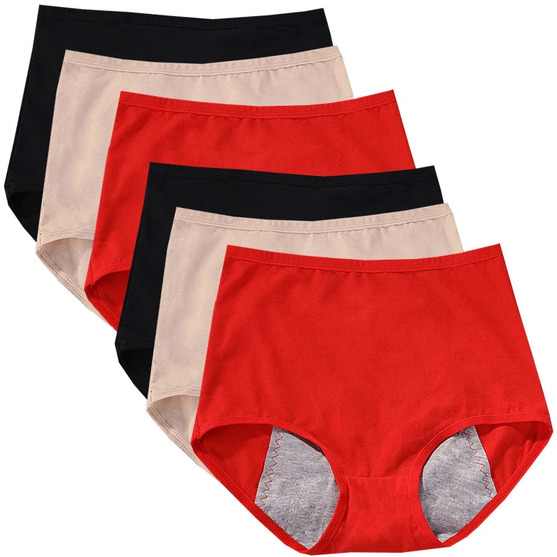 6pcs Girl Menstrual Panties Women's Physiological Briefs Ladies Period Leak Proof Panty High Waist Cotton Underwear