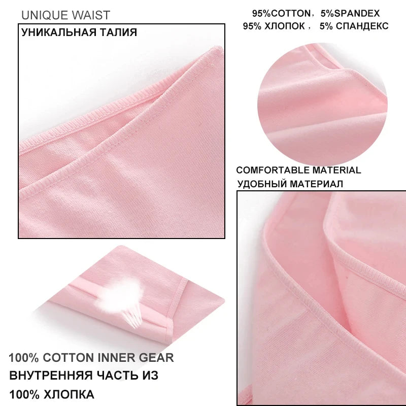 FINETOO 5PCS/Set M-XXL Panties Women Cotton Lingerie Woman Underwear Sexy Femme Underwear Girls Under pant Panty 7 Solid Colors