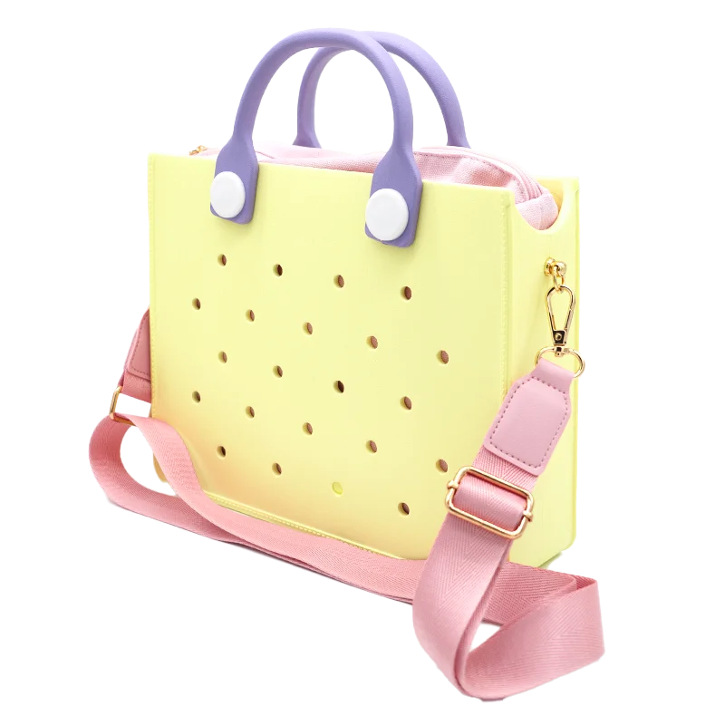 Colorful Fashion Women Shoulder Bag Pink Cyan Rubber Hand Bag for Women Girl Summer Style Shoulder Beach Handbag fit Bag Charms