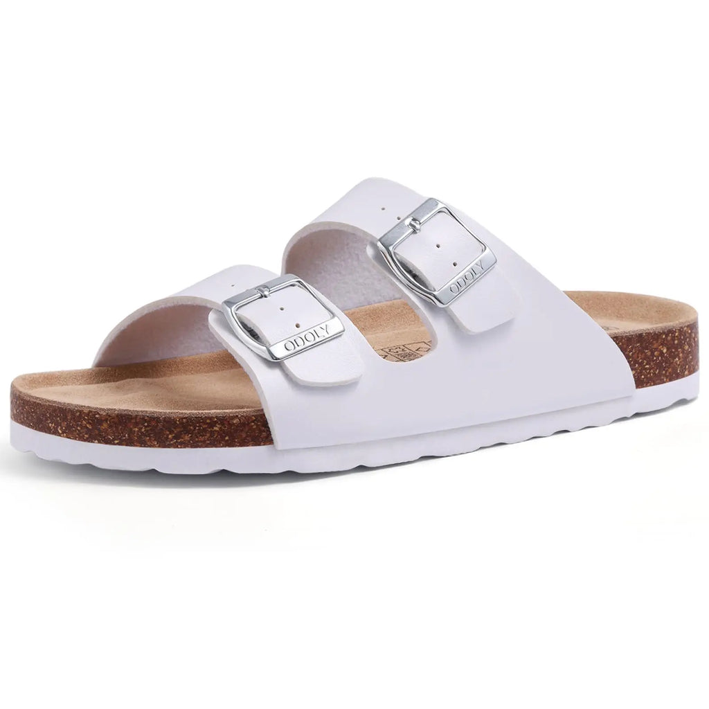 Evshine Platform Suede Sandals for Women Soft Cork Footbed Summer Slides with Adjustable Buckle Outdoor Slides With Arch Support