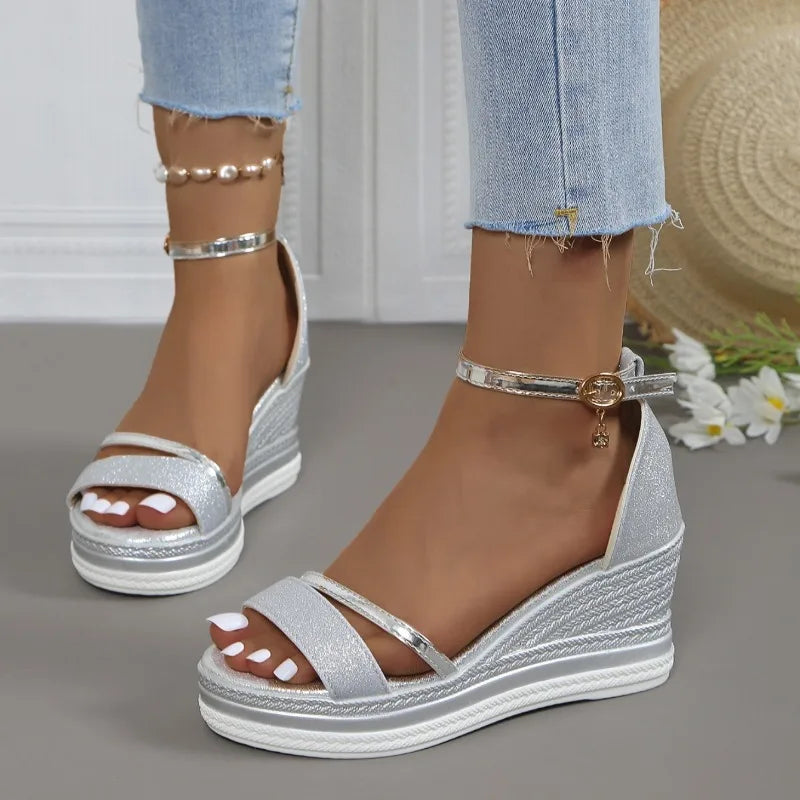 New Summer Women Wedges Sandals Fashion Solid Color Shoes for Women High Heels Platform Designer Sandals Zapatos De Mujer