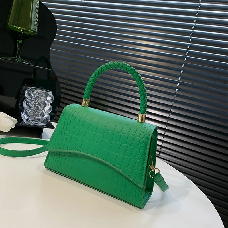 Western Style Shoulder Bag Crocodile Pattern Small Square Bag Handbag