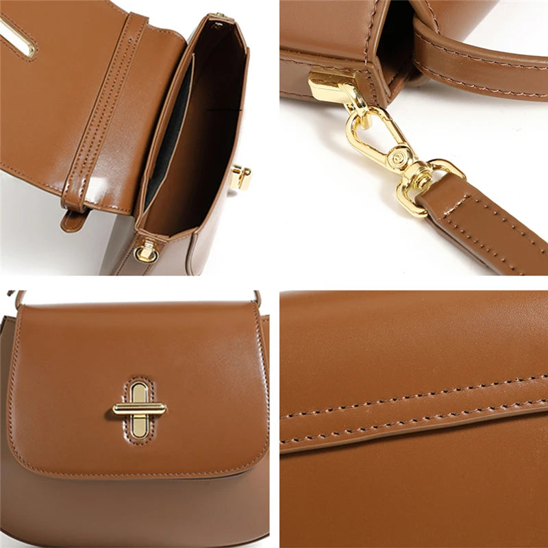 Luxury Genuine Leather Saddle Small Shoulder Crossbody BagsTrend Designer Purses Handbags