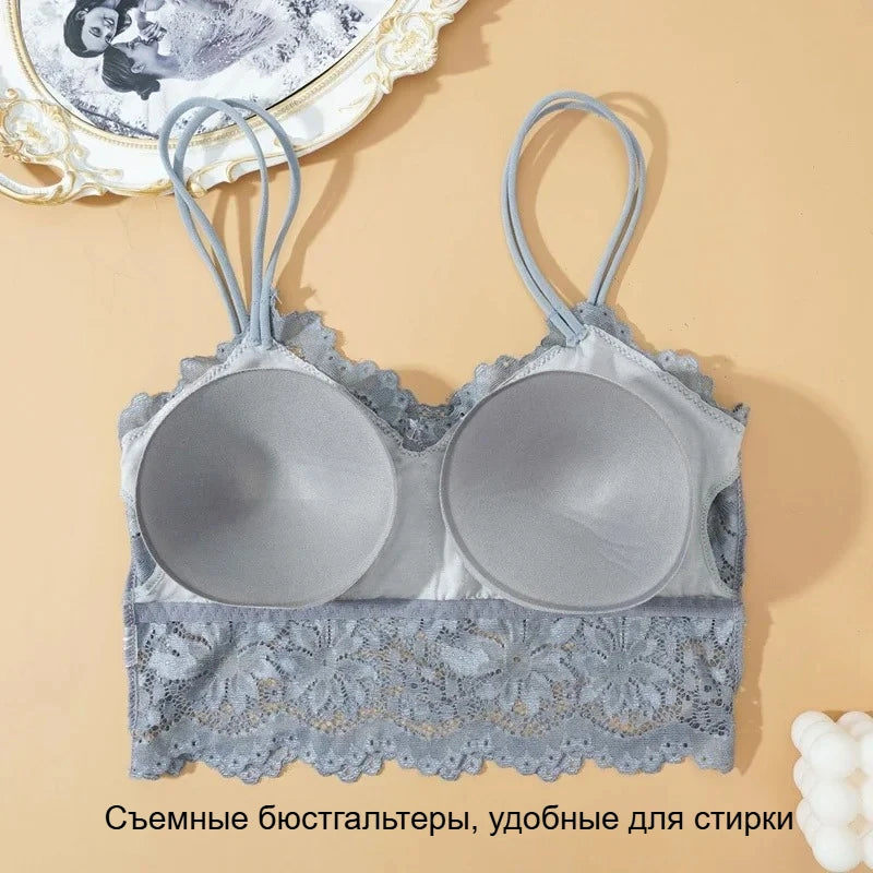 Sexy Lace Bras Top Comfortable Bralette Solid Color Women Underwear Female Hollow Out Wireless Breathable Lingerie Seamless Bra