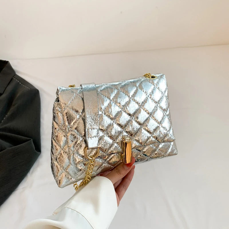 Luxury Laser Design Chevron Quilted Shoulder Bag