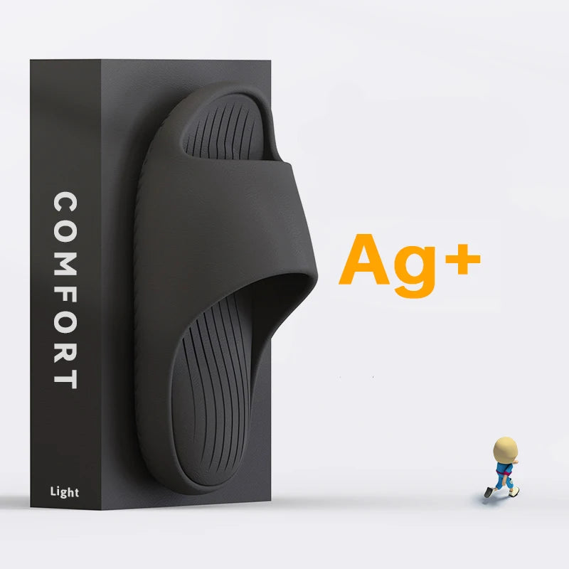 Summer Women Thick Slippers Sole Beach Slides Bathroom Anti-Slip Soft Sandals Fashion Ladies Cloud Shoes men slipper