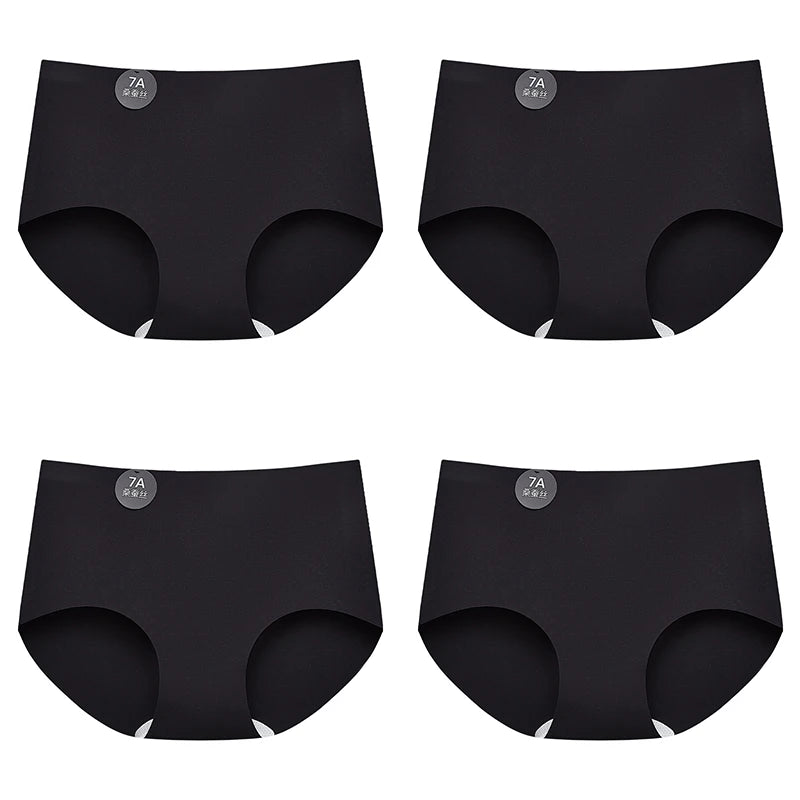 FalllSweet 4PCS Seamless Panties  Ice Silk Underwear Soft Thin Briefs