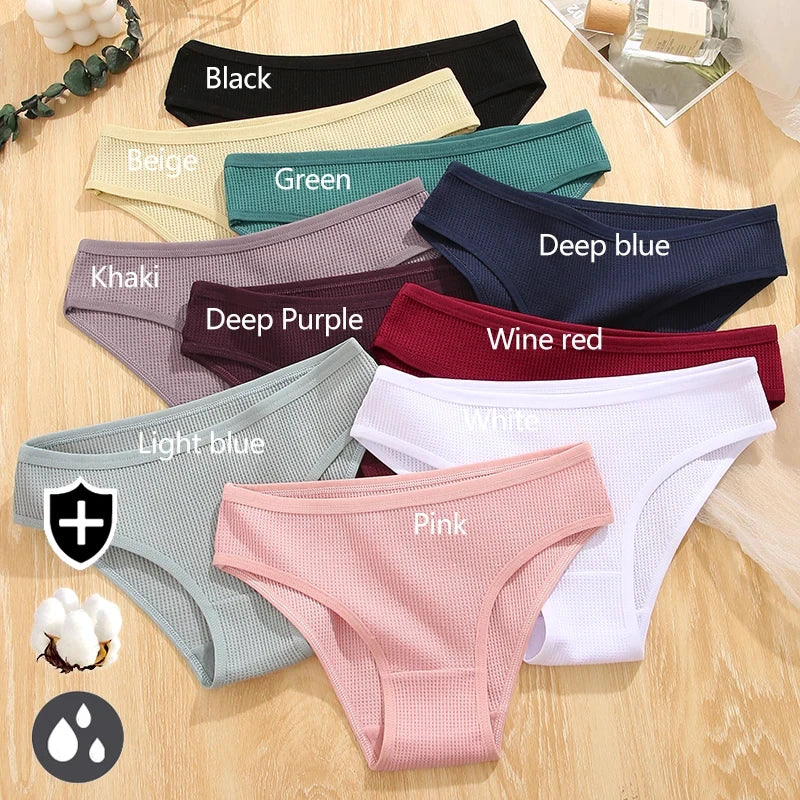 4PCS Cotton Women's Breathable Underwear Sexy Striped Panties Plus Size Low-Waist Briefs Female Comfortable Sport Lingerie S-XXL