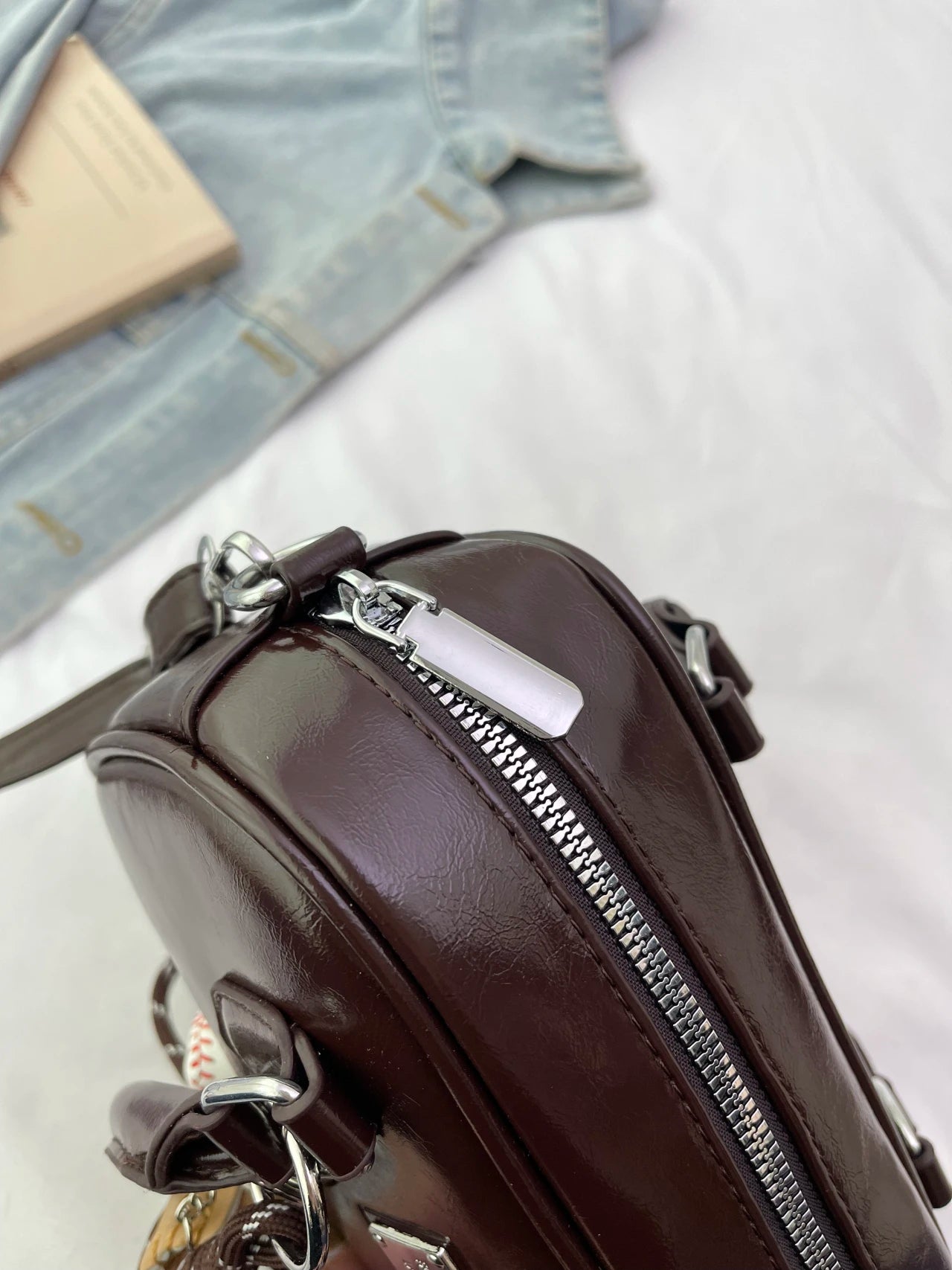 Miu - Style Small Square Boston Handbag - Spacious Shoulder Bag