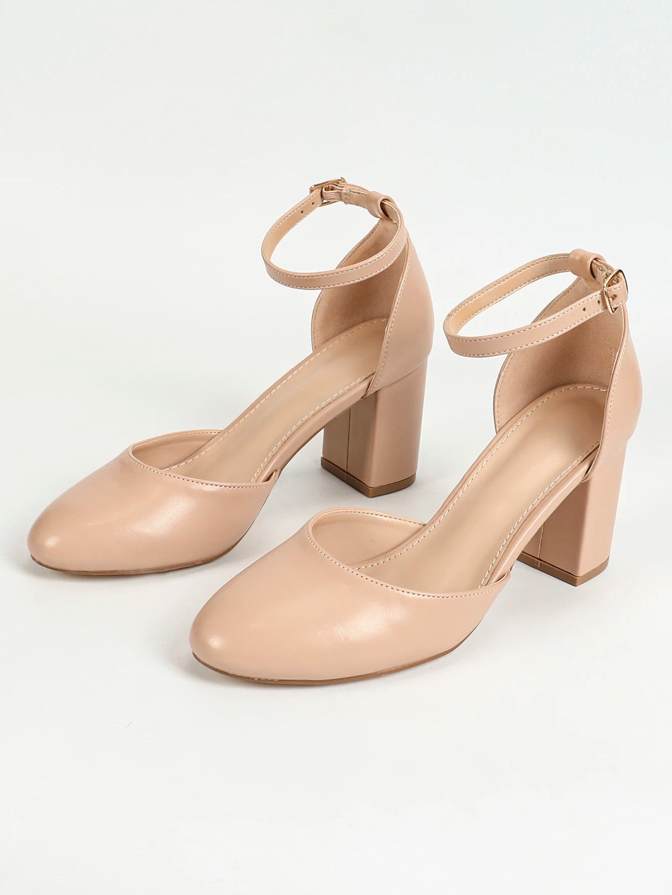 Chic & Comfy Women's Block Heels - Adjustable Ankle Strap, Closed Toe Perfect for Work, Weddings & Parties