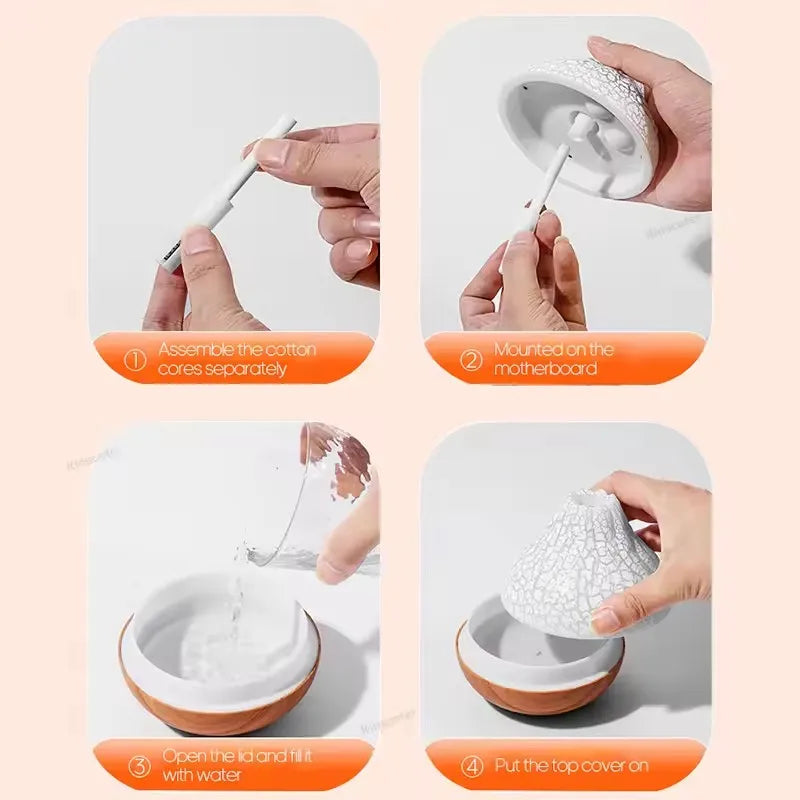300ml Volcano Air Humidifier Desktop Electric USB Humidificadore Water Mist Diffuser Purifier Air  With 7 Colors Night