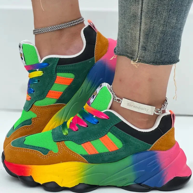 Women Sneakers Fashion Running Colorful Casual Sneakers Women Comfort Lace Up Outdoor Platform Shoes for Women Zapatos De Mujer