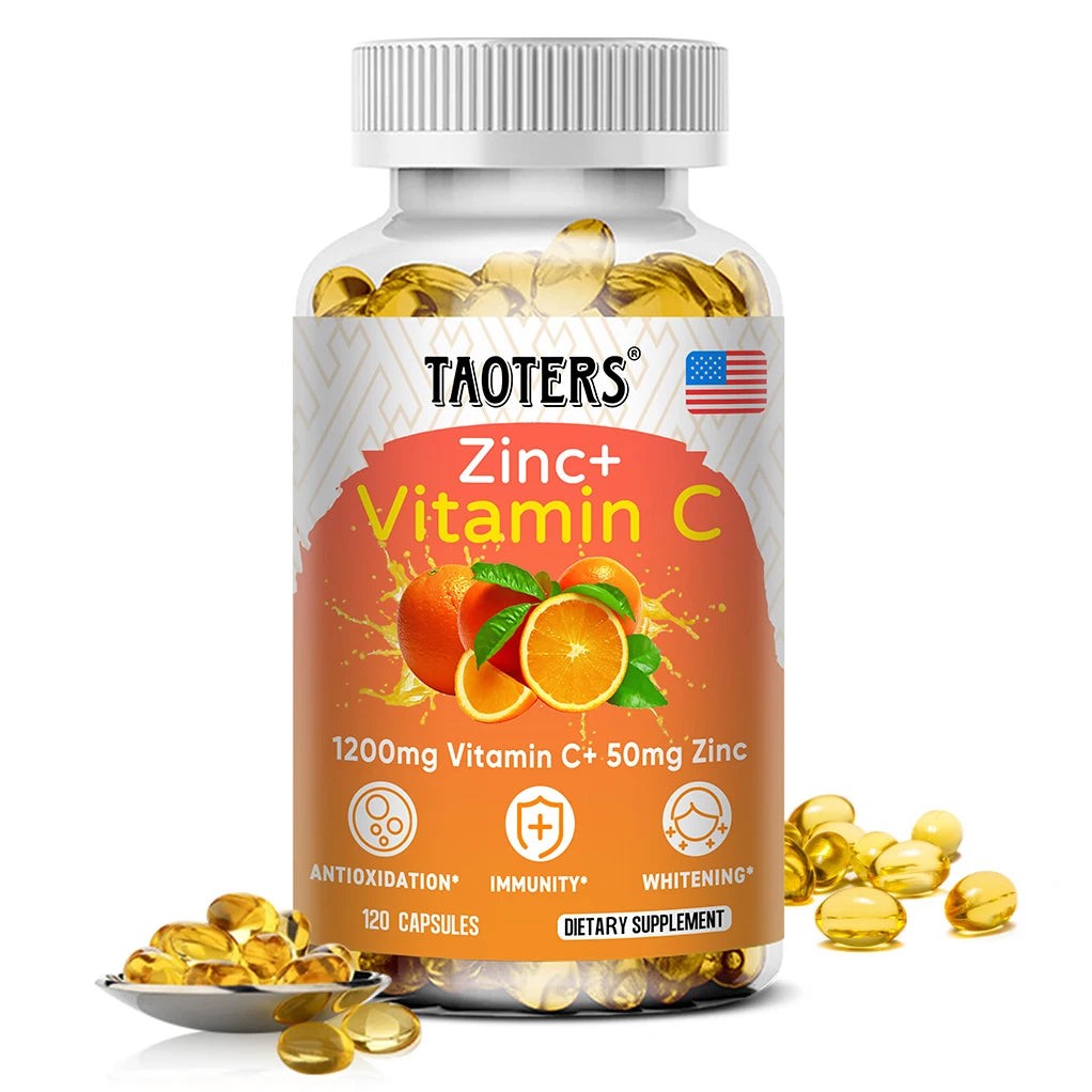 Vitamin C + Zinc Supplement - High Absorption - Immune System, Skin Health - Antioxidant Supplement