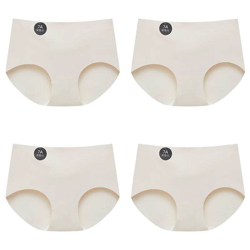 FalllSweet 4PCS Seamless Panties  Ice Silk Underwear Soft Thin Briefs
