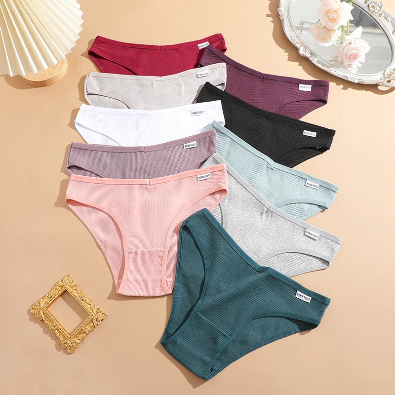 FINETOO 4Pcs/Set M-4XL Cotton Panties Female Underpants Sexy Panties for Women Briefs Underwear Plus Size Pantys Lingerie