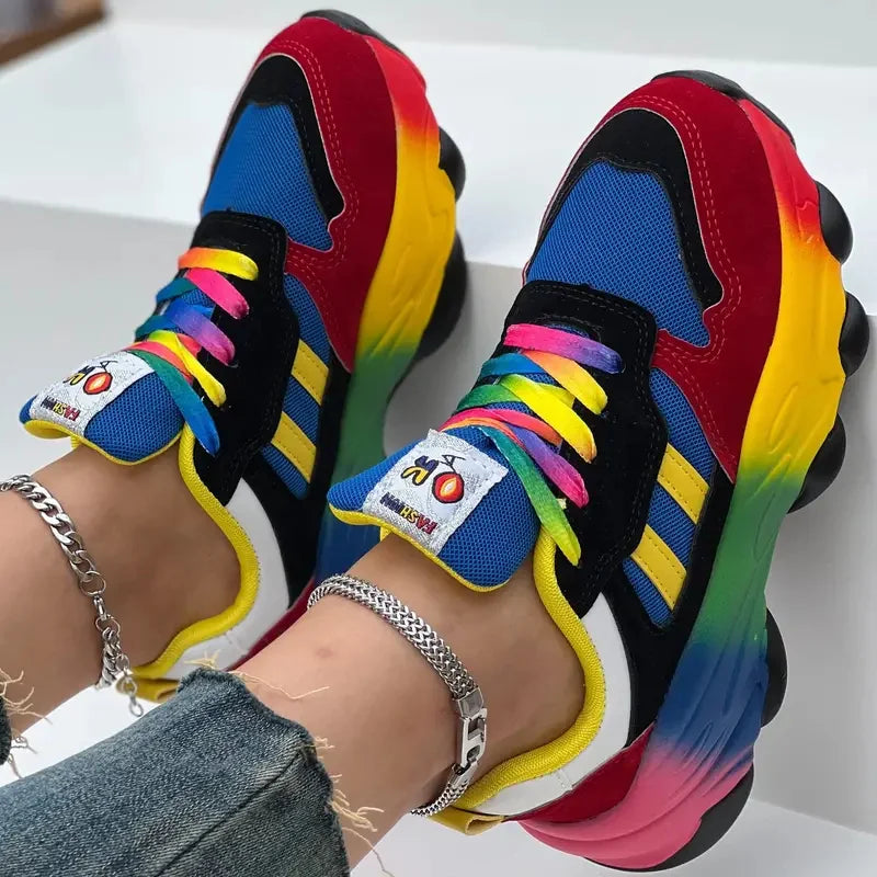 Women Sneakers Fashion Running Colorful Casual Sneakers Women Comfort Lace Up Outdoor Platform Shoes for Women Zapatos De Mujer