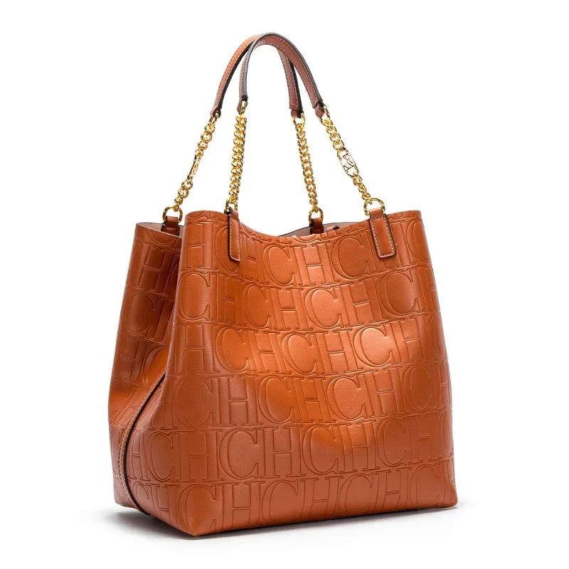 CH Women's Large-capacity Tote Bag Superior Sense of Solid Colour