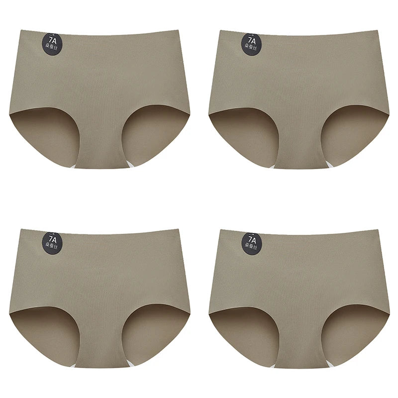 FalllSweet 4PCS Seamless Panties  Ice Silk Underwear Soft Thin Briefs