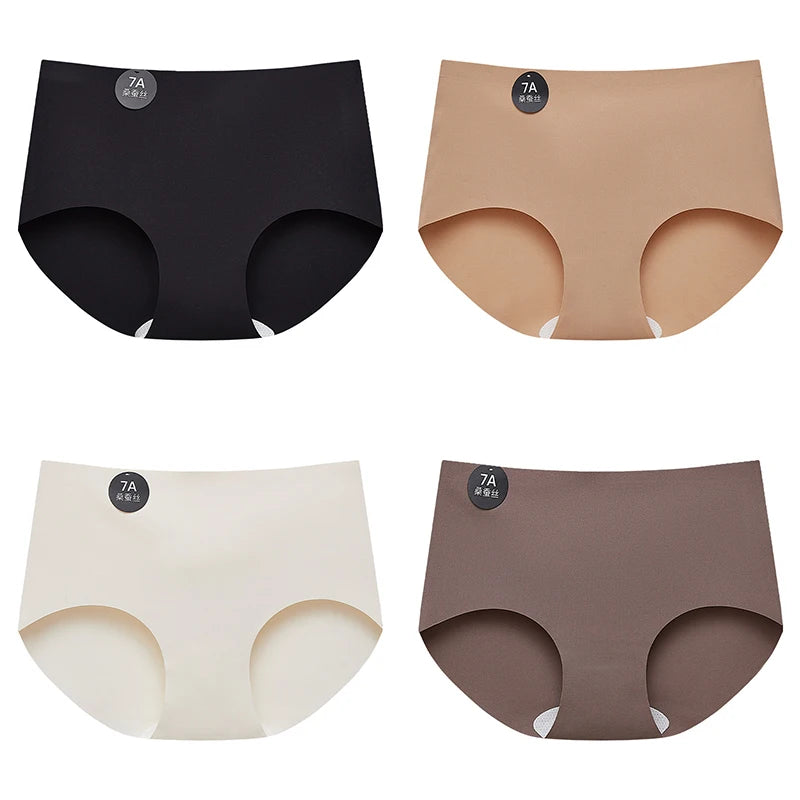 FalllSweet 4PCS Seamless Panties  Ice Silk Underwear Soft Thin Briefs