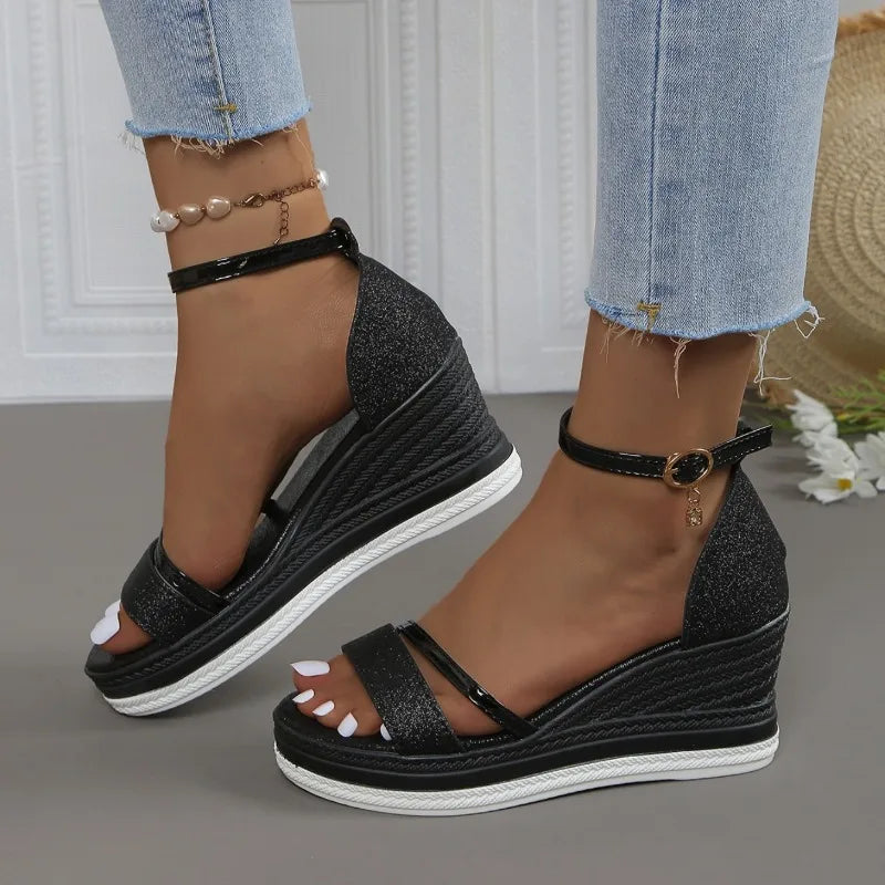 New Summer Women Wedges Sandals Fashion Solid Color Shoes for Women High Heels Platform Designer Sandals Zapatos De Mujer