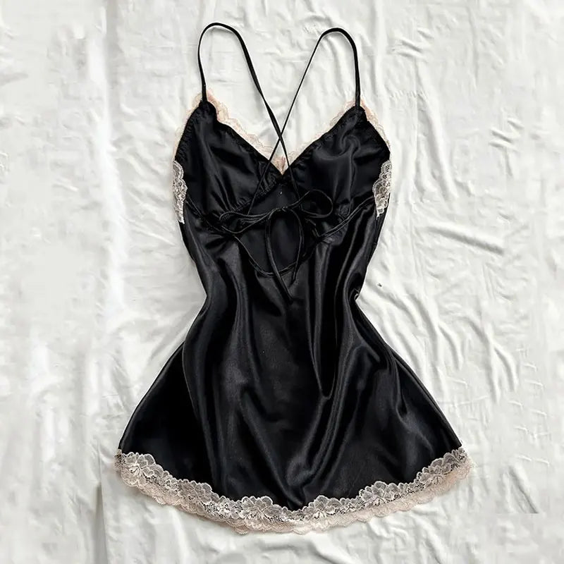 Erotic Hot Dresses Exotic Pajamas Women's Sexy Lace Nightdress Women's Bow Lingerie Pajamas Set Babydoll Costumes Sex Sleepwear