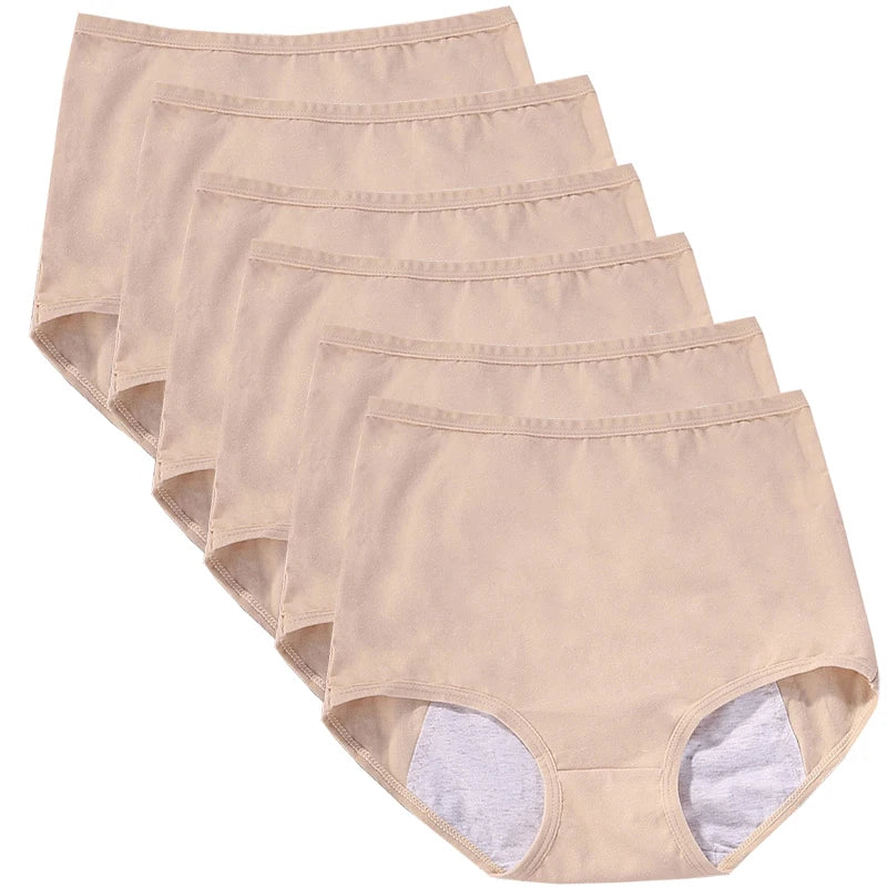 6pcs Girl Menstrual Panties Women's Physiological Briefs Ladies Period Leak Proof Panty High Waist Cotton Underwear