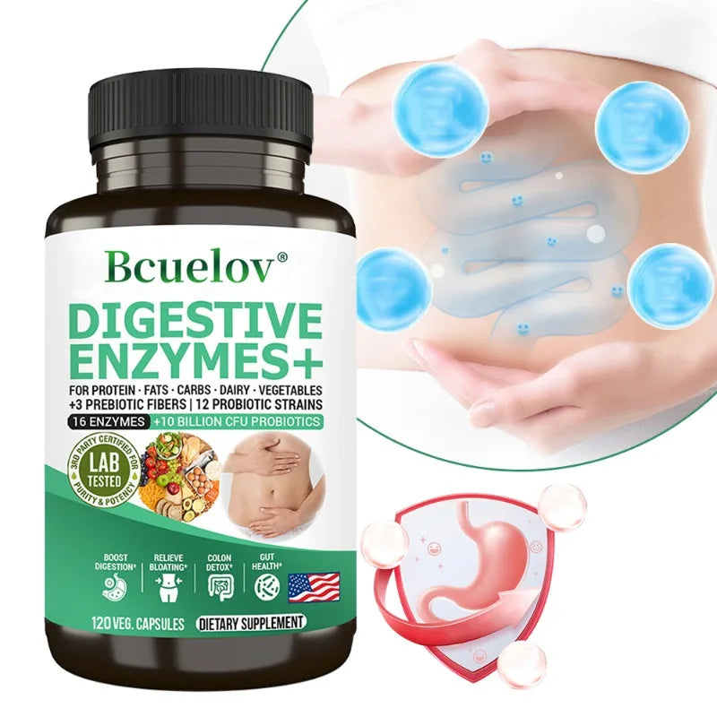 Probiotic Enzymes + Prebiotics & Digestive Enzymes, Promotes Healthy Gut Flora, Relieves Gas, 120 Capsules