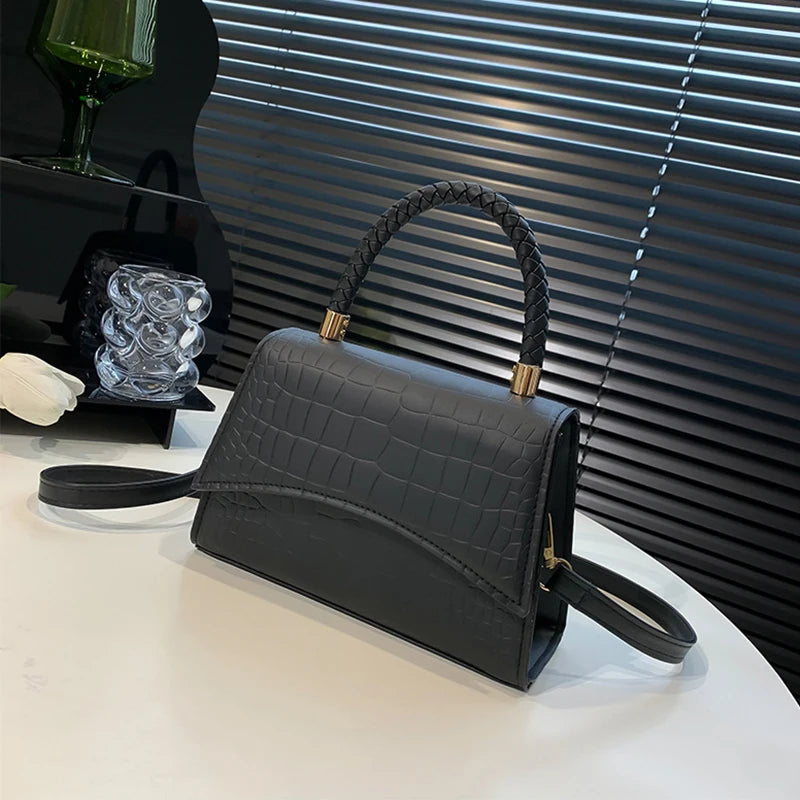 Western Style Shoulder Bag Crocodile Pattern Small Square Bag Handbag