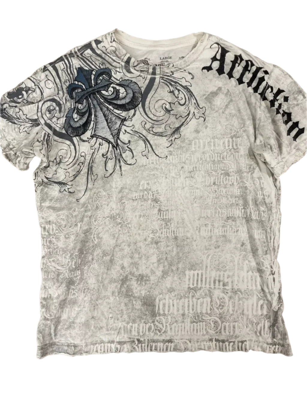 Graphic T-Shirt Mens Large Grunge Wings  Pure Cotton Shirt