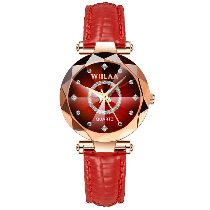 WIILAA Ocean Star Women Crystal Watch 2025 Top Brand Luxury Rose Gold Women Bracelet Wrist Watch For Ladies Relogio Feminino
