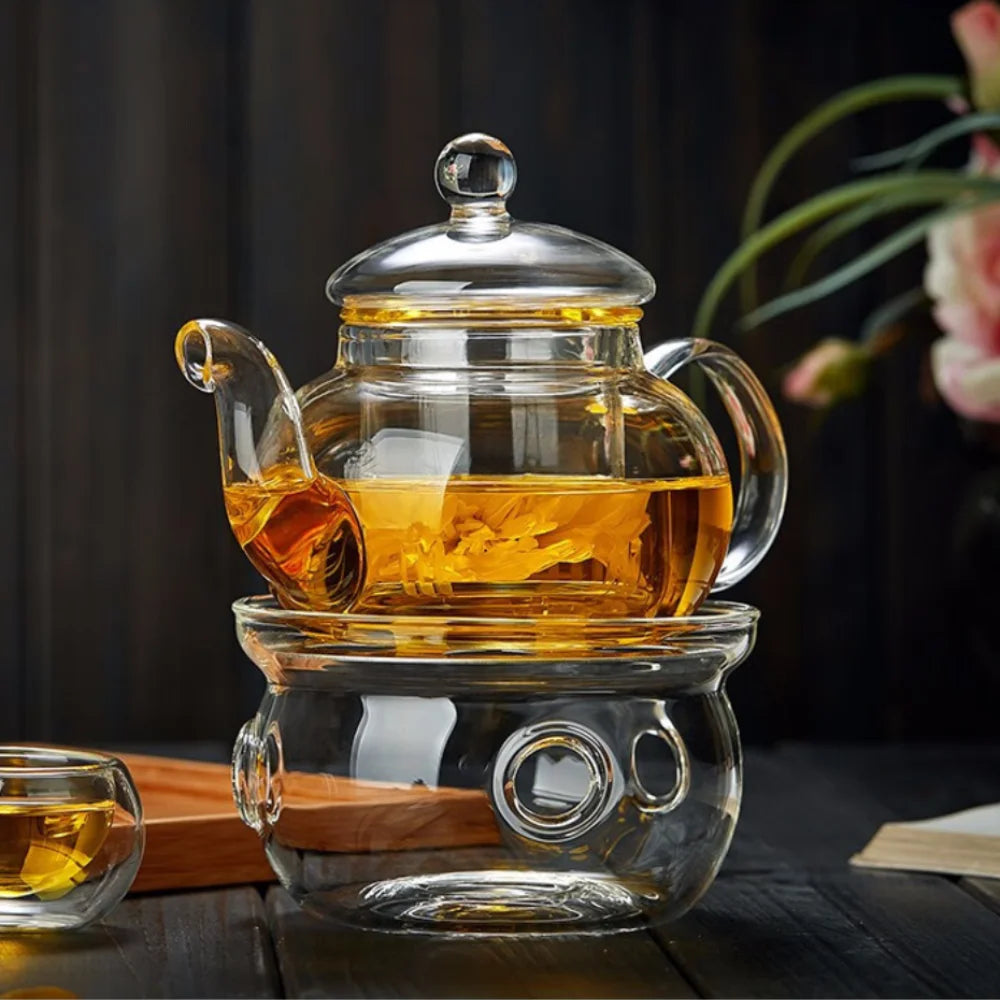400ml/1000ml Heat-resistant Glass Tea Pot Flower Kettle Teawear Set Tea Strainer Infuser Pot Teaware
